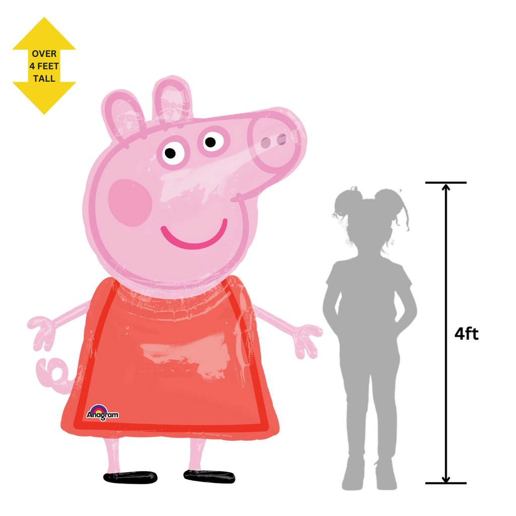 Pink Peppa Pig foil balloon with cartoon face for birthday from Parte Haus party supply store in Bethesda Maryland