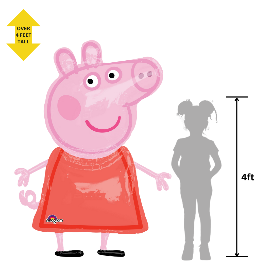 Pink Peppa Pig foil balloon with cartoon face for birthday from Parte Haus party supply store in Bethesda Maryland