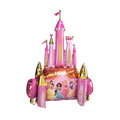 Pink gold princess castle foil balloon with princess characters for birthday party from Parte Haus party supply store in Bethesda MD