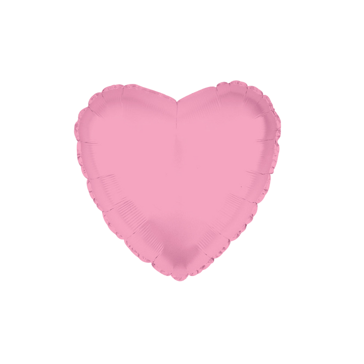 Pink 18in heart foil balloon with shiny finish for wedding or birthday parties – from Parte Haus party supply store in Bethesda, Maryland.