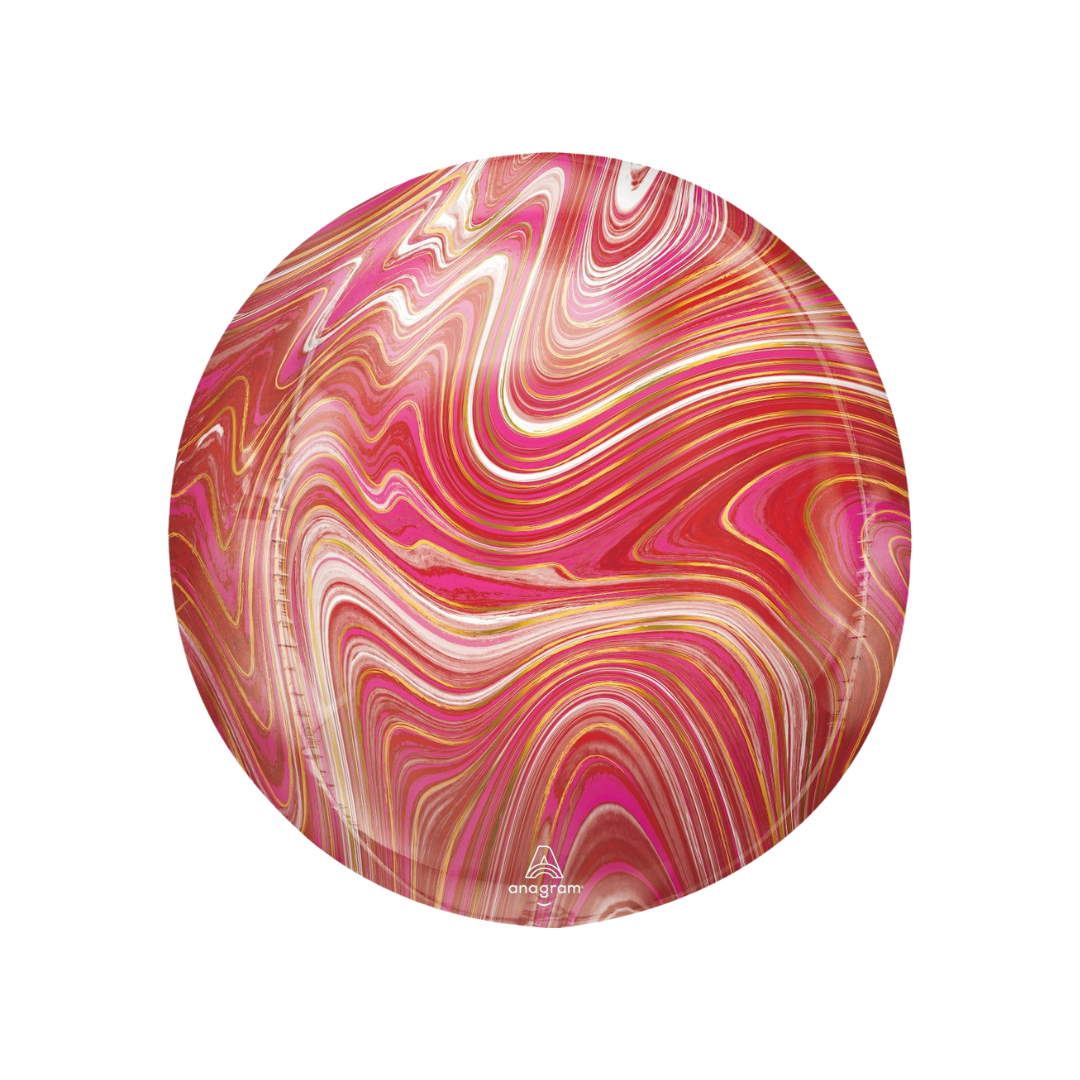 Pink marble foil balloon with swirling pattern for birthday party from Parte Haus party supply store in Bethesda MD