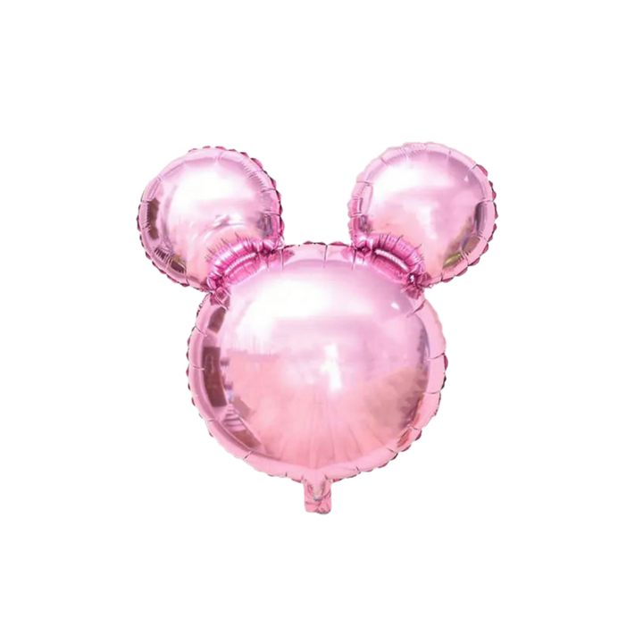 Bright pink 24in Mickey Mouse head foil balloon for birthday décor – from Parte Haus party supply store in Bethesda, Maryland.