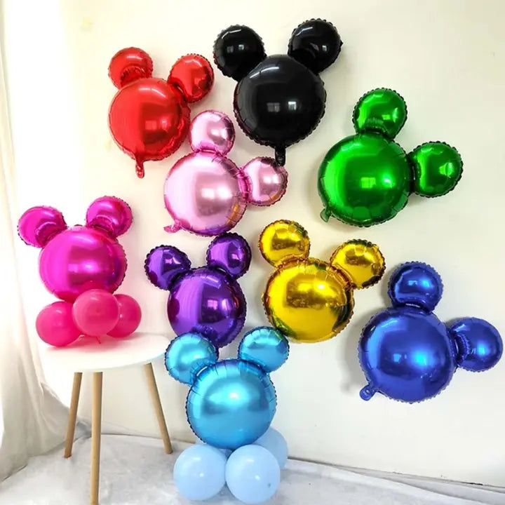 Pink Mickey Mouse head foil balloon for kids birthday parties and Disney themed events – from Parte Haus party supply store in Bethesda, MD.