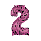 Pink number two foil balloon featuring Minnie Mouse design birthday from Parte Haus party supply store in Bethesda MD