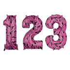 Pink Minnie Mouse number foil balloon with cartoon faces birthday theme from Parte Haus party supply store in Bethesda MD