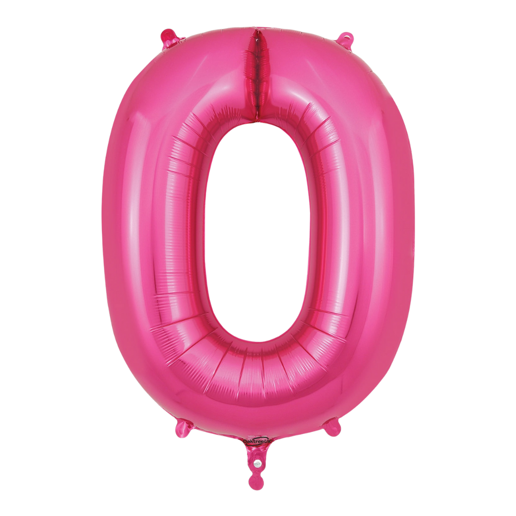 Pink number 0 balloon shiny finish birthday theme from Parte Haus party supply store in Bethesda Maryland