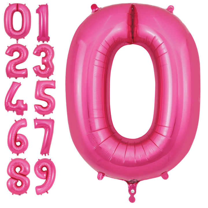 Pink 34in number foil balloon for birthday parties from Parte Haus party supply store in Bethesda, Maryland.
