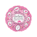 Pink princess foil balloon with crown and floral accents birthday theme from Parte Haus party supply store in Bethesda MD