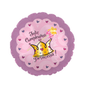 Pink and purple Feliz Cumpleaños Princesa foil balloon with crown and wand birthday theme from Parte Haus party supply store in Bethesda MD