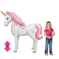 Pink white unicorn foil balloon with gold horn for birthday from Parte Haus party supply store in Bethesda Maryland