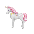pink white unicorn foil balloon with floral accents birthday party theme from Parte Haus party supply store in Bethesda Maryland