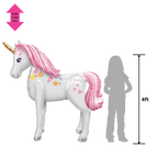 Pink white unicorn airwalker foil balloon with hearts and flowers birthday theme from Parte Haus party supply store in Bethesda Maryland