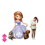Purple foil balloon shaped like Sofia the First with animals birthday theme from Parte Haus party supply store in Bethesda Maryland