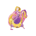 Purple gold Rapunzel foil balloon with flowing hair birthday theme from Parte Haus party supply store in Bethesda MD