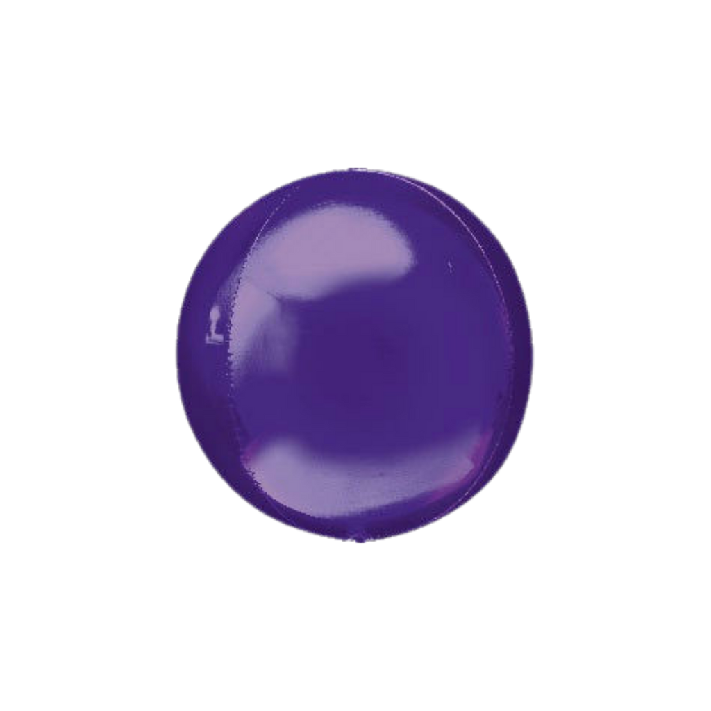 Purple orbz foil balloon round and shiny for princess party from Parte Haus party supply store in Bethesda MD