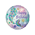 Purple teal holographic mermaid tail foil balloon with Happy Birthday from Parte Haus party supply store in Bethesda MD