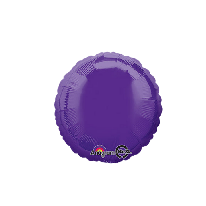 Quartz Purple 18in round foil balloon with a glossy finish for birthdays, weddings, and graduations – from Parte Haus party supply store in Bethesda, Maryland.