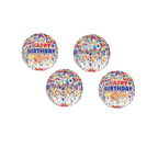 Rainbow confetti orbz foil balloon with Happy Birthday message birthday theme from Parte Haus party supply store in Bethesda MD