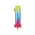 Rainbow ombre number 1 foil balloon birthday decoration from Parte Haus party supply store in Bethesda Maryland