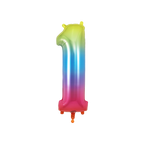 Rainbow ombre number 1 foil balloon birthday decoration from Parte Haus party supply store in Bethesda Maryland