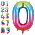 Rainbow ombre number foil balloon set for birthday milestone from Parte Haus party supply store in Bethesda MD