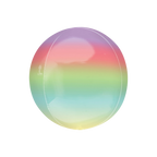 Rainbow ombre orb balloon with glossy finish birthday theme from Parte Haus party supply store in Bethesda MD.