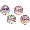 Rainbow orbz foil balloon with confetti and happy birthday message for birthday from Parte Haus party supply store in Bethesda MD
