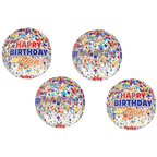Rainbow orbz foil balloon with confetti and happy birthday message for birthday from Parte Haus party supply store in Bethesda MD