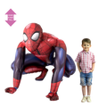 Red blue Spiderman superhero foil balloon crouching for birthday from Parte Haus party supply store in Bethesda MD