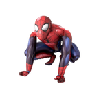 Red blue Spiderman superhero foil balloon crouching pose for birthday from Parte Haus party supply store in Bethesda MD
