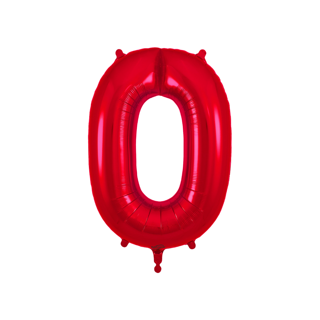 Red foil number 0 balloon for birthday from Parte Haus party supply store in Bethesda MD