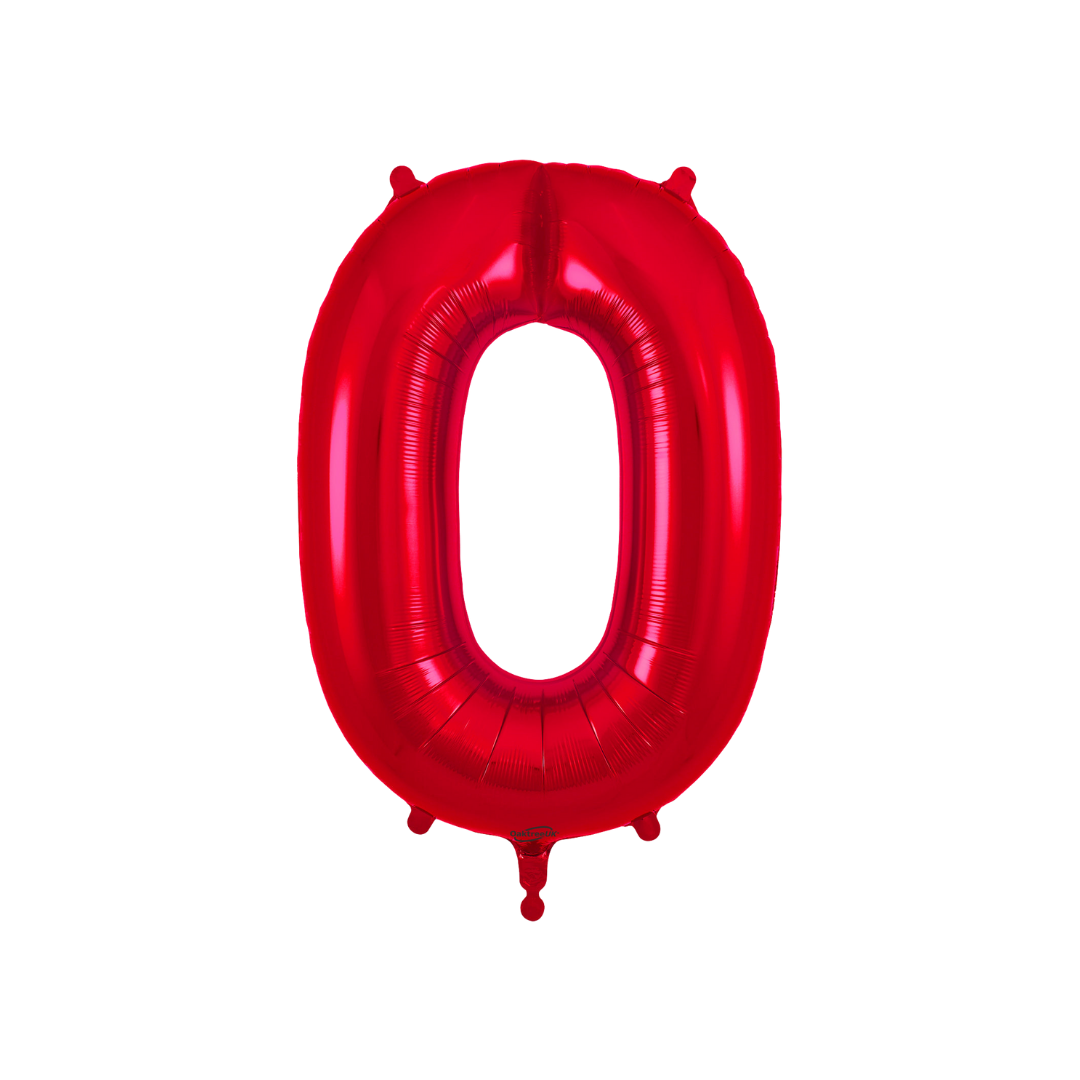 Red foil number 0 balloon for birthday from Parte Haus party supply store in Bethesda MD