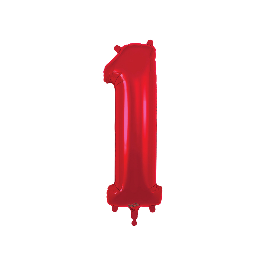 Red foil number 1 balloon birthday decoration from Parte Haus party supply store in Bethesda Maryland