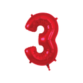 Red foil number 3 balloon for birthday party from Parte Haus party supply store in Bethesda Maryland