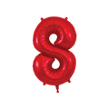 Red foil number 8 balloon shiny birthday decor from Parte Haus party supply store in Bethesda Maryland