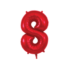 Red foil number 8 balloon shiny birthday decor from Parte Haus party supply store in Bethesda Maryland