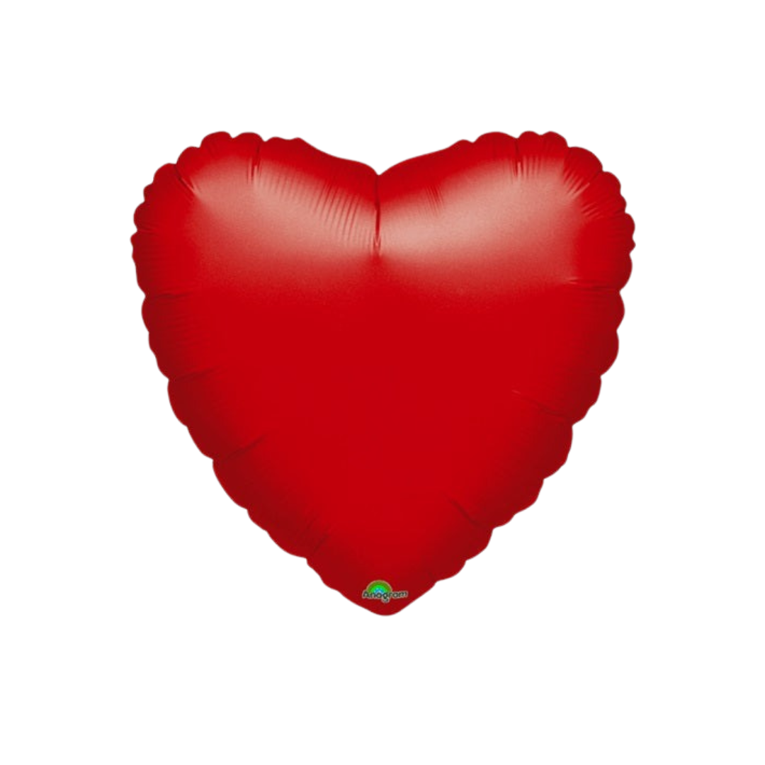 Red 18in matte heart foil balloon for Valentine’s Day and romantic celebrations from Parte Haus party supply store in Bethesda, MD.