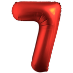 Red number 7 foil balloon shiny for birthday from Parte Haus party supply store in Bethesda Maryland