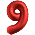 Red number 9 foil balloon for birthday celebration from Parte Haus party supply store in Bethesda Maryland