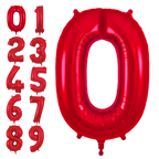 Red number foil balloon full set for birthday celebration from Parte Haus party supply store in Bethesda MD
