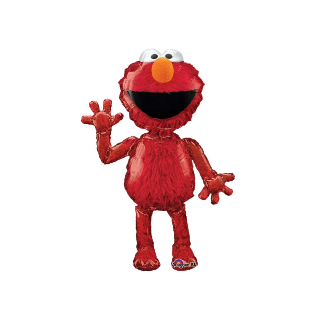 Red Elmo life size foil balloon waving for birthday theme from Parte Haus party supply store in Bethesda MD