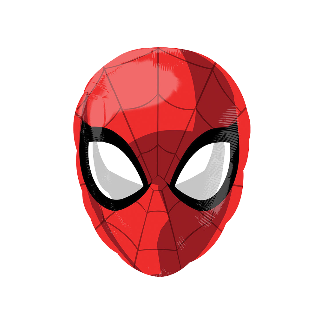 Red 17in Spider-Man head foil balloon for birthday parties – from Parte Haus party supply store in Bethesda, Maryland.