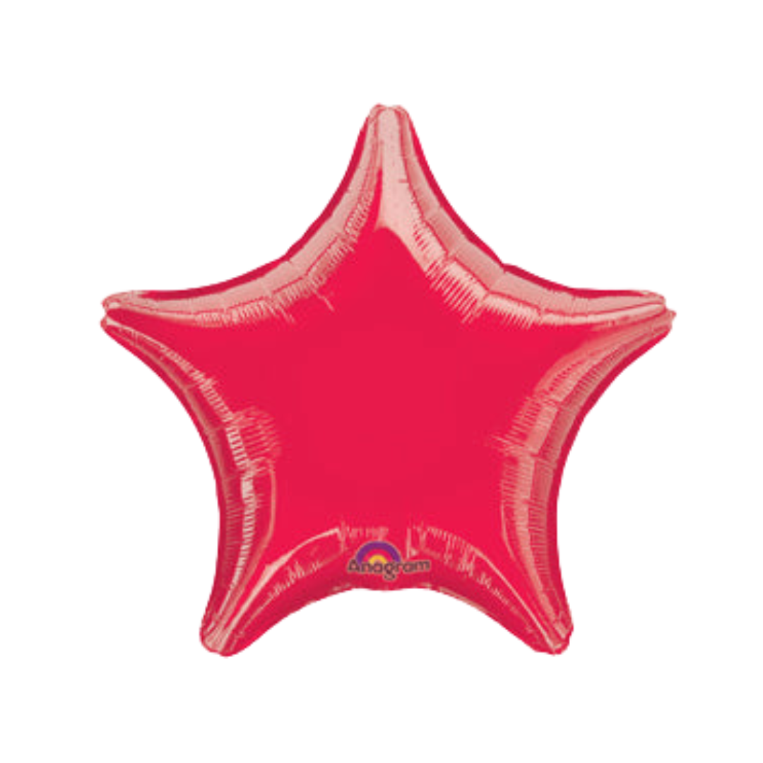 Red star foil balloon birthday decoration from Parte Haus party supply store in Bethesda Maryland