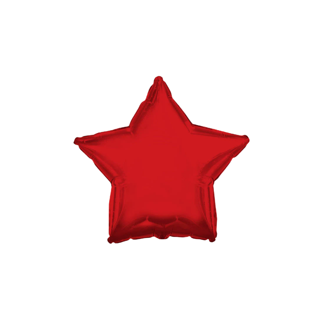 Red 18in star foil balloon for birthday parties – from Parte Haus party supply store in Bethesda, Maryland.