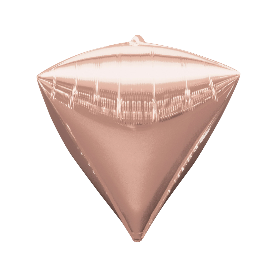 rose gold diamond shaped foil balloon for bridal shower from Parte Haus party supply store in Bethesda MD