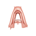 Rose gold letter A foil balloon for birthday or wedding from Parte Haus party supply store in Bethesda Maryland