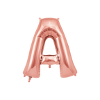 Rose gold letter A foil balloon for birthday or wedding from Parte Haus party supply store in Bethesda Maryland