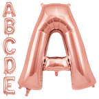 Rose gold letter balloon shaped like an A for birthday or wedding from Parte Haus party supply store in Bethesda MD