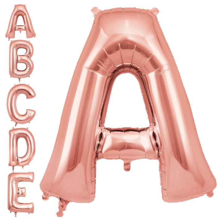 Rose gold 34in letter foil balloon for birthdays, weddings, and anniversary party – from Parte Haus party supply store in Bethesda, Maryland.