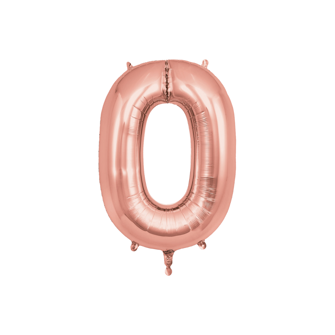 Rose gold 34in letter O foil balloon for birthday, wedding, and anniversary party – from Parte Haus party supply store in Bethesda, Maryland.